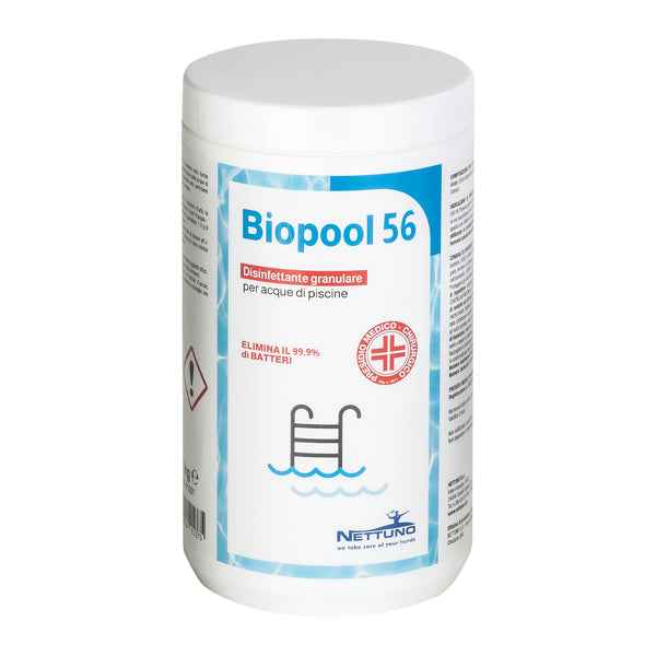 Disinfettante granulare per acque di piscine Biopool 56 in barattolo - 1 Kg - Nettuno