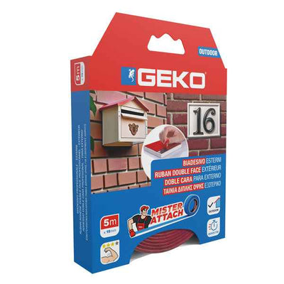 Nastro biadesivo OUTDOOR Mister Attach - 19 mm x 5 m - LDPE/acrilico - grigio/rosso - Geko
