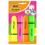 Evidenziatore Flat  - punta a scalpello - tratto da 1,2mm-4,6mm - colori assortiti fluo - Bic - astuccio 4 pezzi