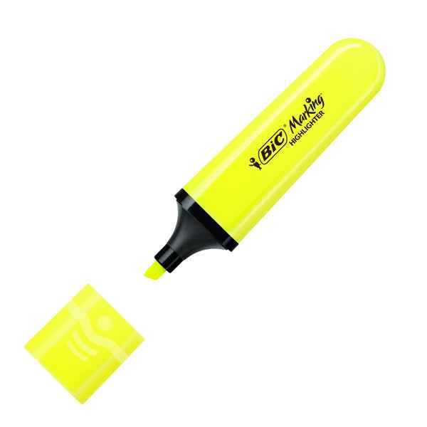 Evidenziatore Flat  - punta a scalpello - tratto da 1,2mm-4,6mm - colori assortiti fluo - Bic - astuccio 4 pezzi