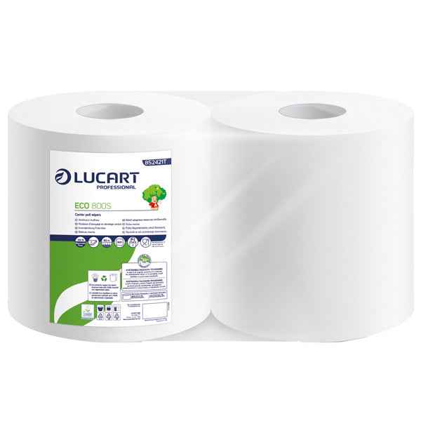 Bobina asciugatutto Eco 800S - 2 veli - 18,5 gr - diametro 26 cm - H 21,5 cm x 192 m - microgoffrata - Lucart