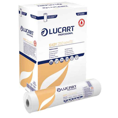 Lenzuolino medico EASY 250 WHITE - diametro 12 cm - 53 cm x 50 m - bianco - Lucart