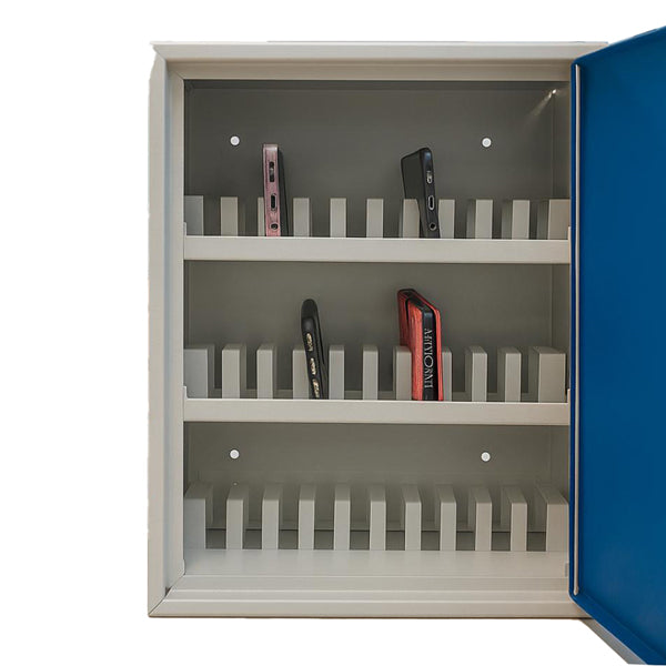 Cassetta portacellulare - 30 posti - 30 x 23 x 40 cm - grigio/blu - Metalplus
