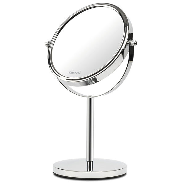 Specchio per trucco - con ingrandimento x3 - diametro specchio 15,5 cm - altezza 32 cm - grigio - Girmi