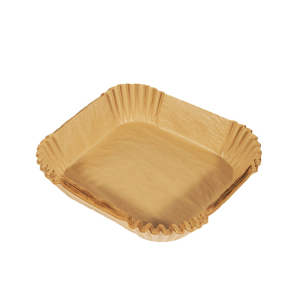 Vaschette cartaforno per friggitrice ad aria - in astuccio - 20 x 20 x 4,5 cm - avana - Perfetto Kitchen - conf. 50 pezzi