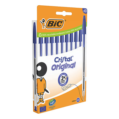 Penna a sfera Cristal - punta media 1,0mm - blu  - Bic - conf. 10 pezzi