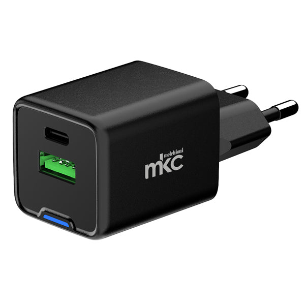 Caricatore USB -  35W -  1 USB-C + 1 USB-A - Nero - MKC Melchioni
