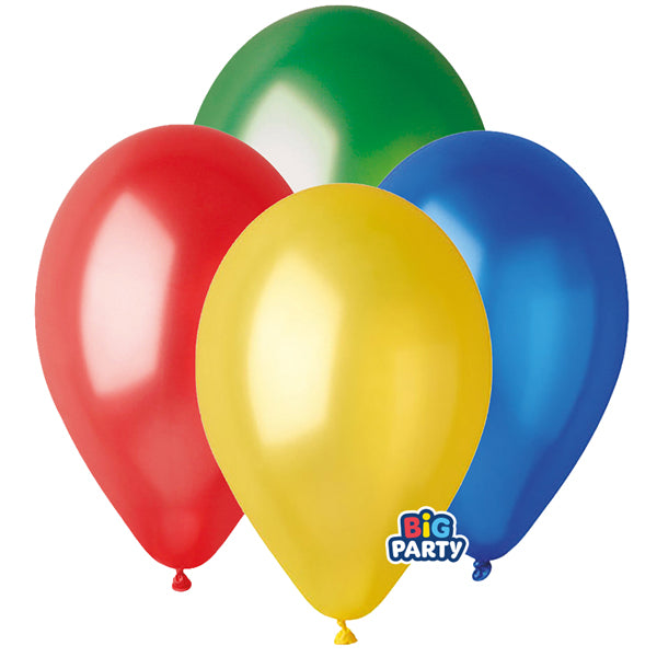 Palloncino - diametro 26 cm - lattice - metal colori assortiti - conf. 12 pezzi