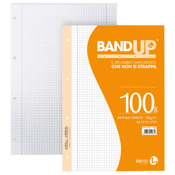 BM BandUP Ricambio Forato Rinforzato A4 5 mm con Margine 100 g/m² 1 Confezione da 40 Fogli