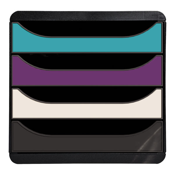 Cassettiera Big Box 4 -linea Titane - 34,7 x27,8 x 26,7 cm - 4 cassetti - colori assortiti - Exacompta