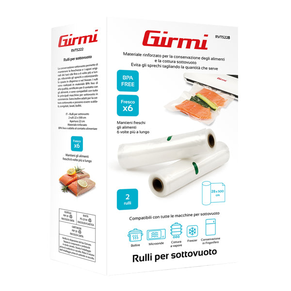 Rullo per sottovuoto - 28 x 500 cm - PE - trasparente - Girmi - conf. 2 pezzi