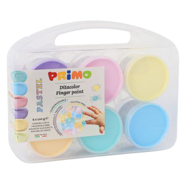 Ditacolor colori a dita - 100ml  - c/pennello - valigetta 6 colori pastello - Primo