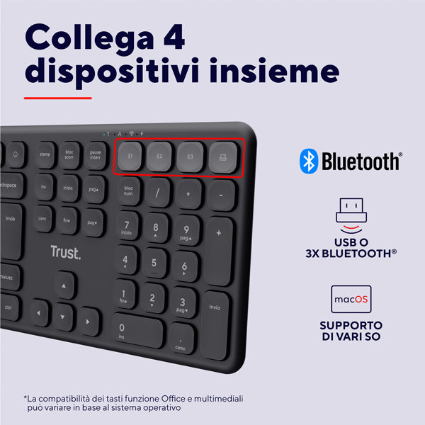 Tastiera - wireless  - Nero  - Trust