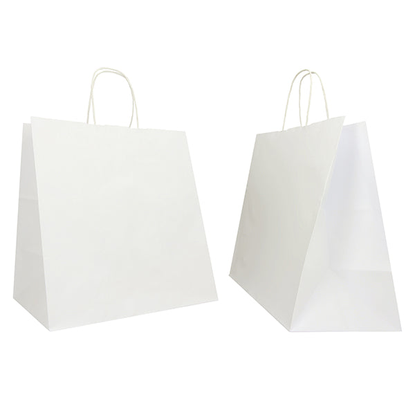 Shopper Twisted Large - maniglie cordino - 28 x 17 x 29 cm - carta kraft - bianco - Mainetti Bags - conf. 25 pezzi
