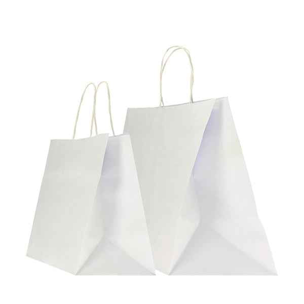 Shopper Twisted XLarge - maniglie cordino ritorto - 32 x 23 x 35 cm - carta kraft - bianco - Mainetti Bags - conf. 25 pezzi