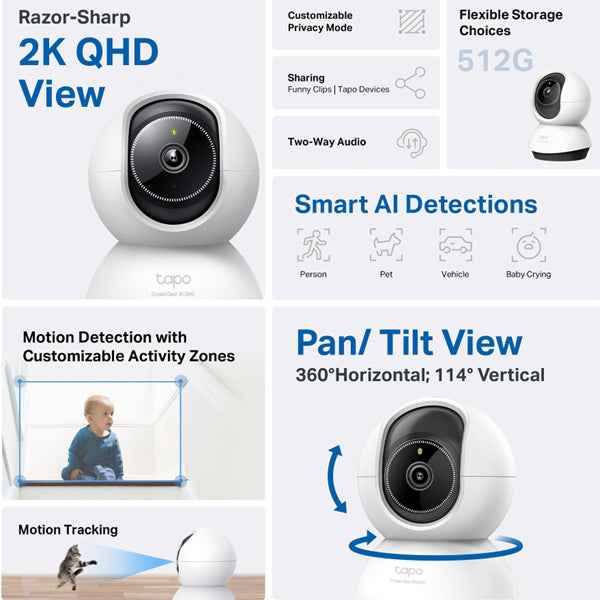 Telecamera Tapo TC72 - Wi-Fi 2K - uso in interno - Tp-Link