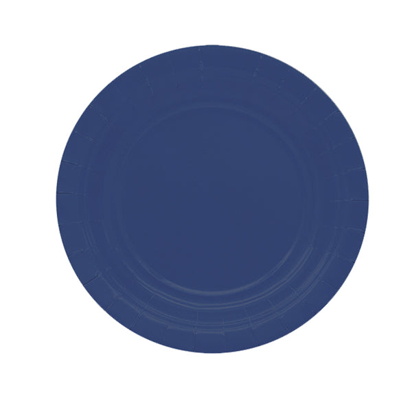 Piatti piani Ecocolor - Ø18cm - biodegradabile - blu notte - Big Party - conf. 25 pezzi