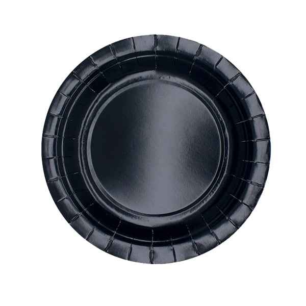 Piatti piani Ecocolor - Ø18cm - biodegradabile - nero - Big Party - conf. 25 pezzi