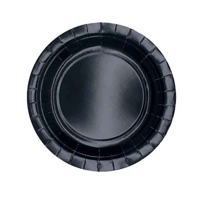Piatti piani Ecocolor - Ø18cm - biodegradabile - nero - Big Party - conf. 25 pezzi