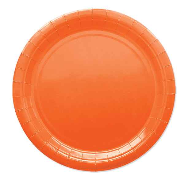 Piatti piani Ecocolor - Ø24cm - biodegradabile - arancione - Big Party - conf. 25 pezzi