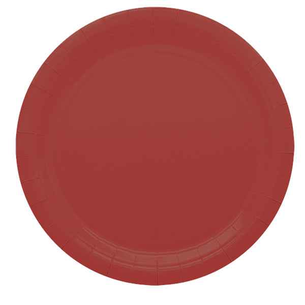 Piatti piani Ecocolor - Ø24cm - biodegradabile - rosso intenso - Big Party - conf. 25 pezzi