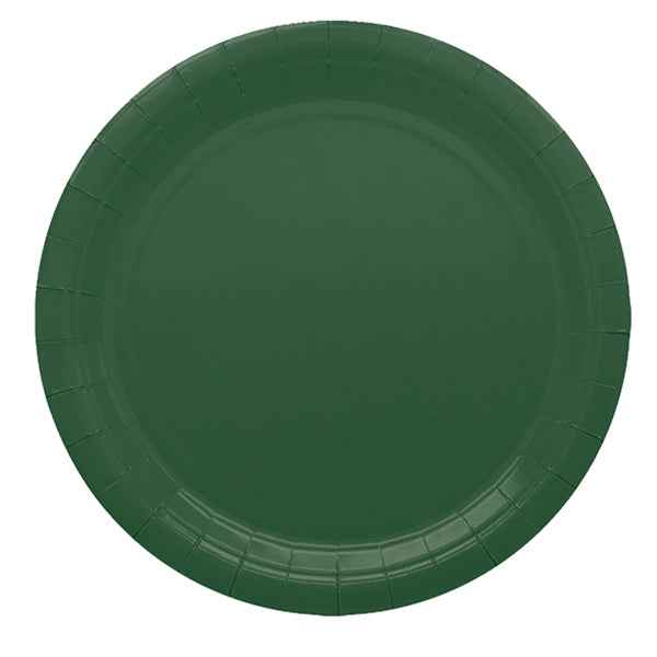 Piatti piani Ecocolor - Ø24cm - biodegradabile - verde bosco - Big Party - conf. 25 pezzi