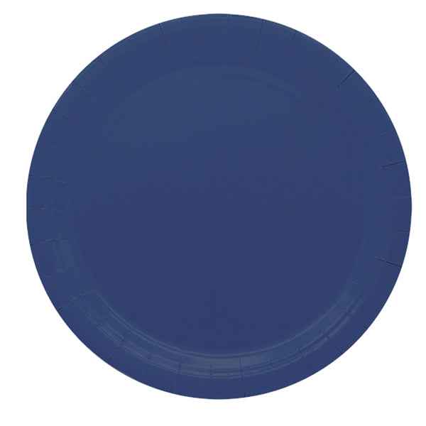 Piatti piani Ecocolor - Ø24cm - biodegradabile - blu notte - Big Party - conf. 25 pezzi
