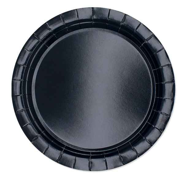 Piatti piani Ecocolor - Ø24cm - biodegradabile - nero - Big Party - conf. 25 pezzi