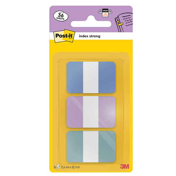 Segnapagina Post-it Index Strong -  686-3COAST - 25,4 x 38,1 mm - colori pastelllo - Post-it - conf. 36 pezzi