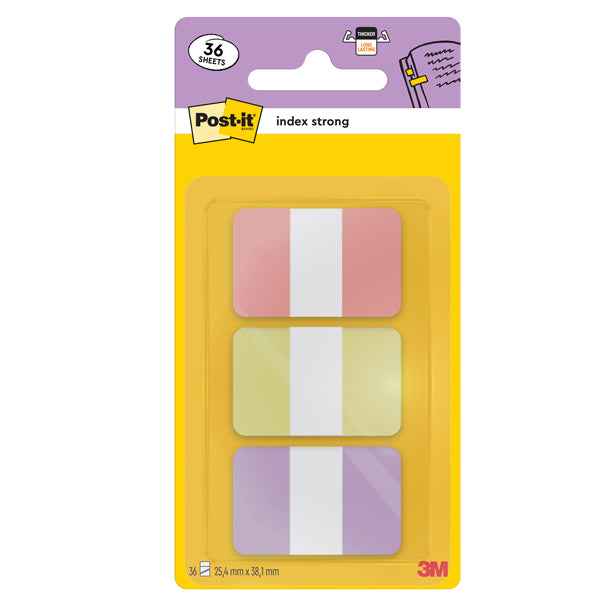 Segnapagina Post-it Index Strong -  686-3SUN - 25,4 x 38,1 mm - colori pastelllo - Post-it - conf. 36 pezzi
