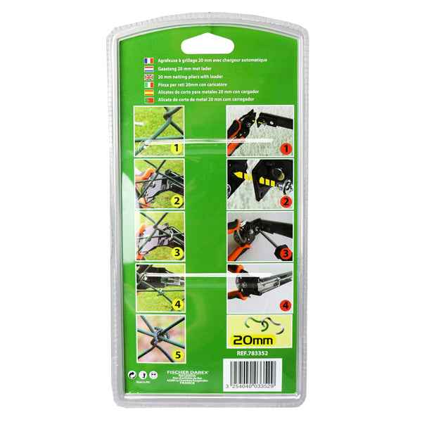 Pinza per reti 20mm - con caricatore - Fischer Darex