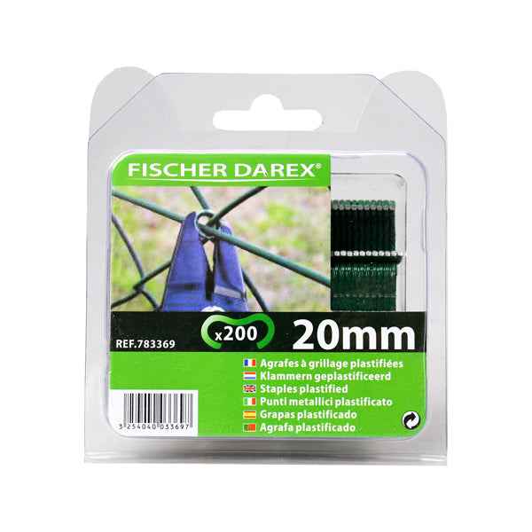 Punti per reti - 20 mm - verdi - Fischer Darex - conf. 200 punti