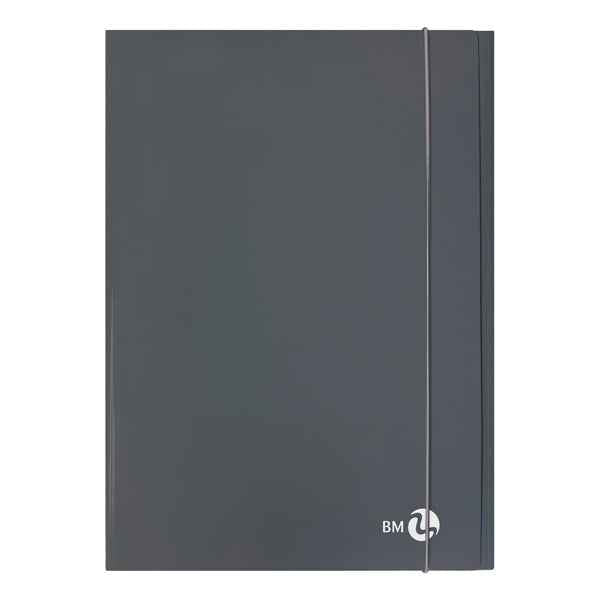 Cartella 3 lembi con elastico - A4 - dorso piatto - grigio scuro - BM