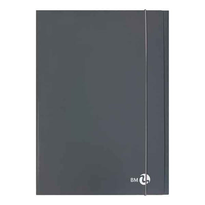 Cartella 3 lembi con elastico - A4 - dorso piatto - grigio scuro - BM
