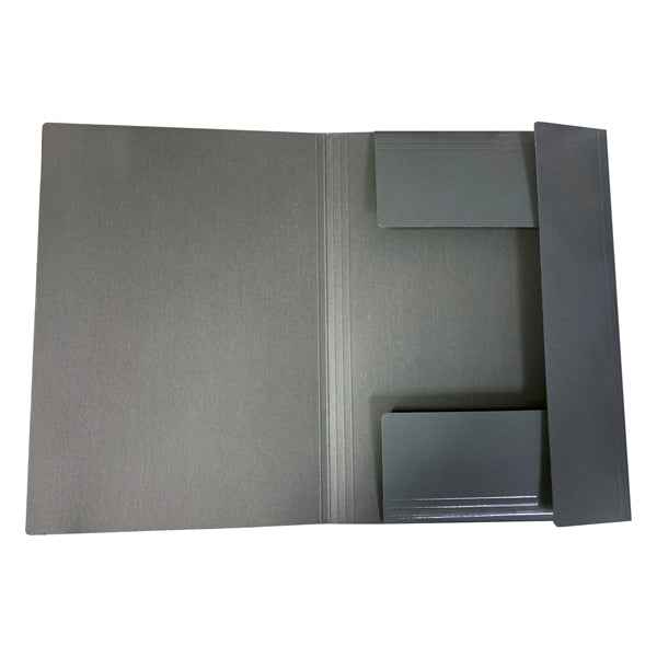 Cartella 3 lembi con elastico - A4 - dorso piatto - grigio scuro - BM