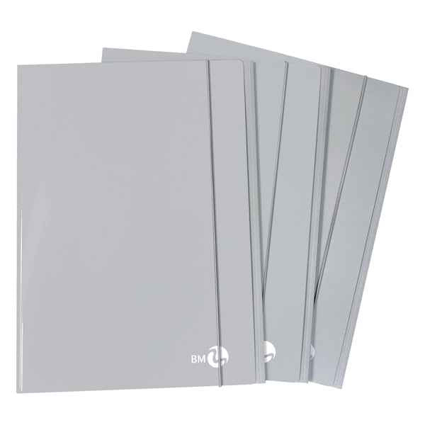 Cartella 3 lembi con elastico - A4 - dorso piatto - grigio chiaro - BM