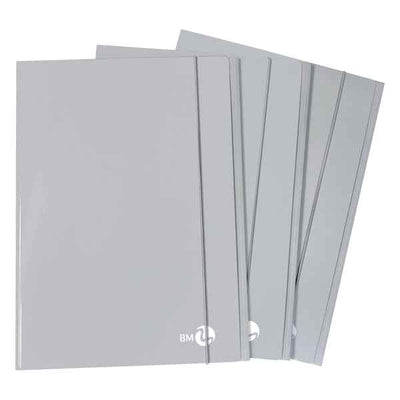 Cartella 3 lembi con elastico - A4 - dorso piatto - grigio chiaro - BM