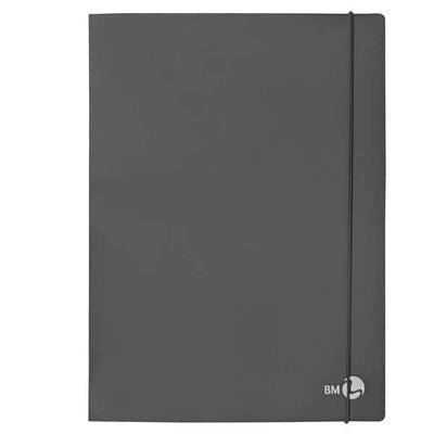 Cartella 3 lembi con elastico - A4 - dorso 1 cm - grigio scuro - BM