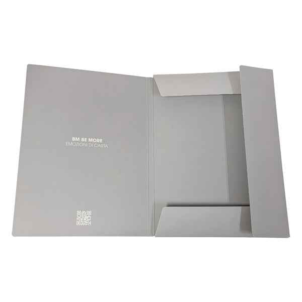 Cartella 3 lembi con elastico - A4 - dorso 1 cm - grigio chiaro - BM