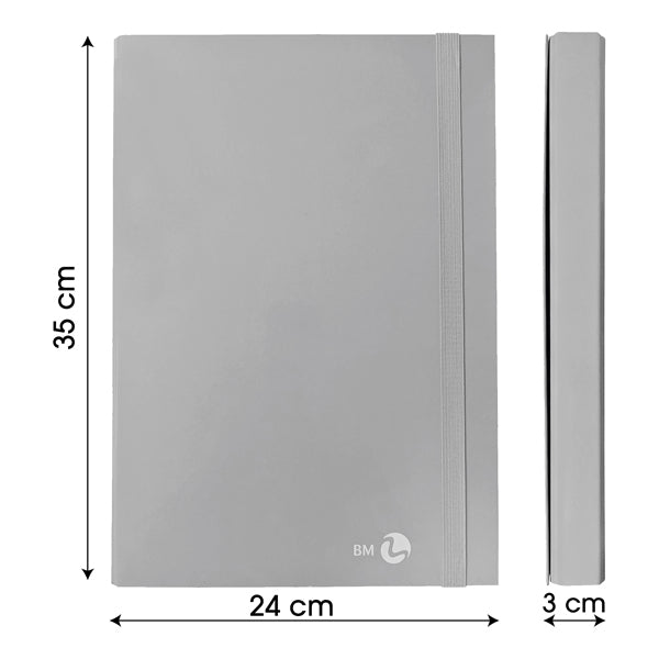 Cartella progetto con elastico - 25 x 34 cm - dorso 3 cm - grigio chiaro - BM