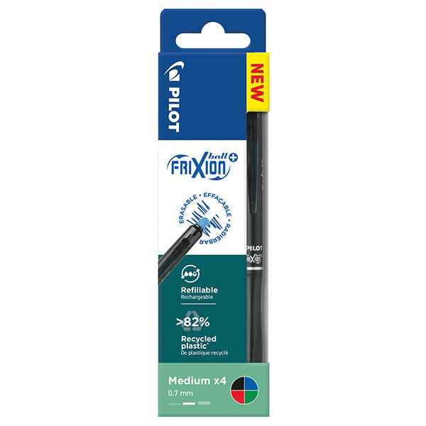 Penna a sfera a scatto FrixionBall+  - punta 0,7mm - colori assortiti - Pilot - conf. 4 pezzi