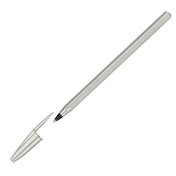 Penna sfera Cristal Glacè - 1.0 mm - inchiostro nero - fusto argento - Bic - conf. 20 pezzi