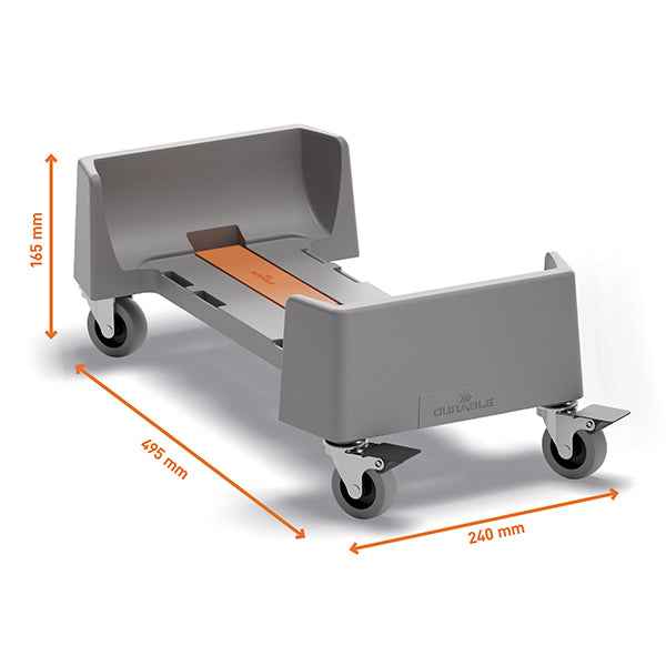 Carrello rettangolare per bidoni DURABIN da 60L - 4 ruote - 24 × 16,5 × 49,5 cm - rPP - Durable