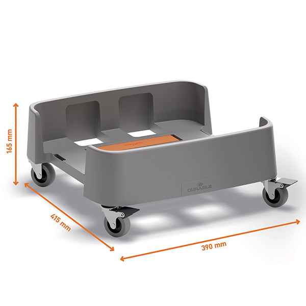 Carrello quadrato per bidoni DURABIN da 90L - 4 ruote - 39 × 16,5 × 41,5 cm - rPP - Durable