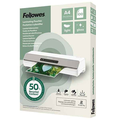 Pouches riciclate - A4 - 2x80 micron - Fellowes - scatola 100 pezzi