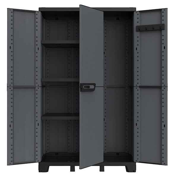 Armadio CAB102A ardesia - 3 ante - 102 x 39 x 172 cm - plastica - nero - Terry