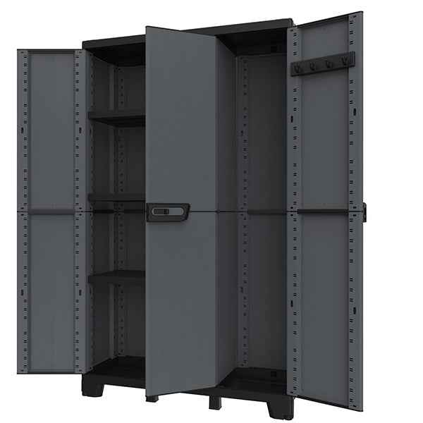 Armadio CAB102A ardesia - 3 ante - 102 x 39 x 172 cm - plastica - nero - Terry