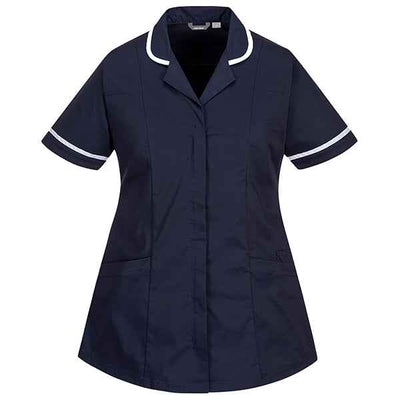 Camice da donna - maniche corte - elasticizzato - taglia L - blu navy - Portwest