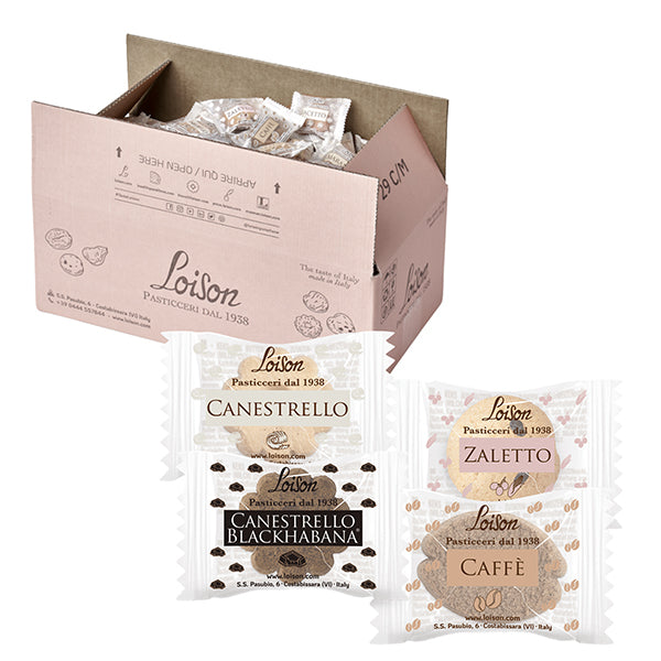 Biscotti al burro assortiti - 4 gusti classici - 1250 gr - Loison - conf. 200 biscotti.