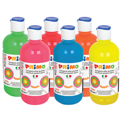 Tempera brillante perlata - 500ml - colori fluo assortiti - Primo - box 6 colori